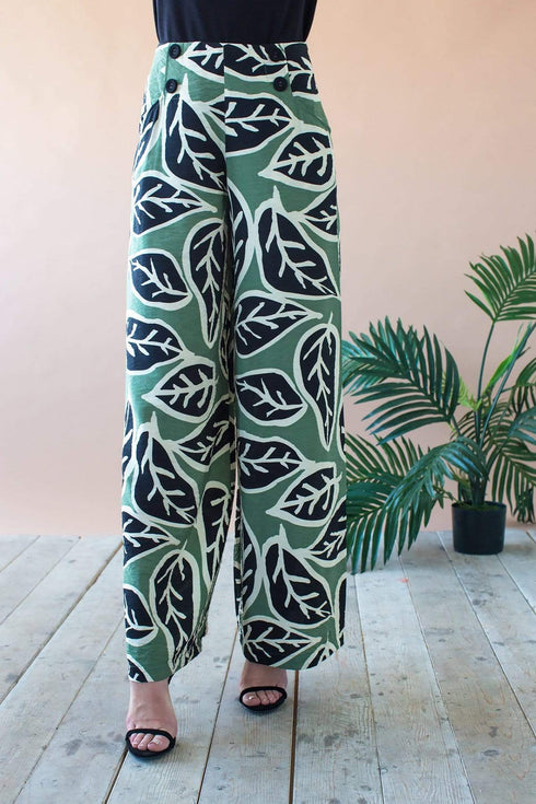 Hepburn High Waist Wide Leg Pant - Sage Leaf